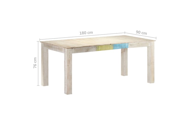 Matbord vit 180x90x76 cm massivt mangoträ - Vit - Matbord & köksbord