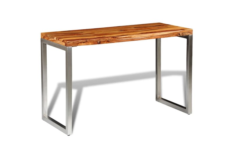 Matbord/skrivbord i massivt sheshamträ med stålben - Brun - Matbord & köksbord