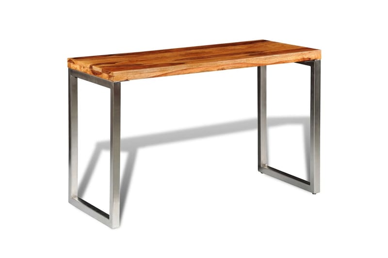 Matbord/skrivbord i massivt sheshamträ med stålben - Brun - Matbord & köksbord