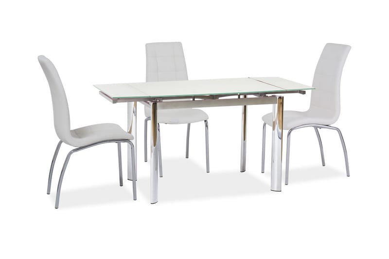 Mecula Förlängningsbart Matbord 100 cm - Glas/Vit/Silver - Matbord & köksbord
