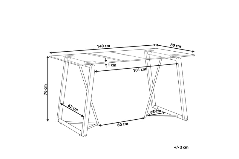 Minter Matbord 140 cm - Glas/Ljusbrun/Svart - Matbord & köksbord