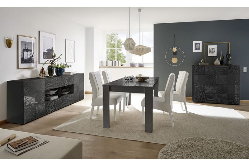 Mironne Förlängningsbart Matbord 180 cm - Vit/Beige/Svart/Grå - Matbord & köksbord