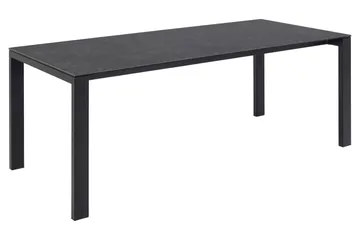 Misam Stort Rektangulärt Matbord 200 cm med Glasskiva, Betong- och Metallutseende - Mörkgrå - Möbler - Bord & matgrupper - Matbord & köksbord