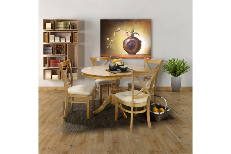 Mix Match Litet Runt Matbord 90 cm i Trä med Ekutseende - Natur - Möbler - Bord & matgrupper - Matbord & köksbord