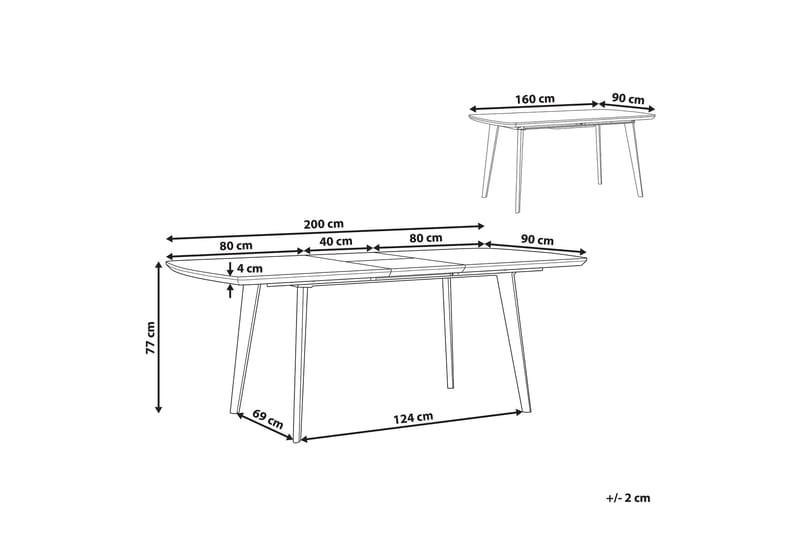 Mosby Matbord 200 cm Hopfällbart - Vit/Guld - Matbord & köksbord - Klaffbord & Hopfällbart bord