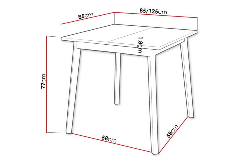 Narberth Litet Utdragbart Kvadratiskt Matbord 85 cm med Metallutseende - Vit - Möbler - Bord & matgrupper - Matbord & köksbord