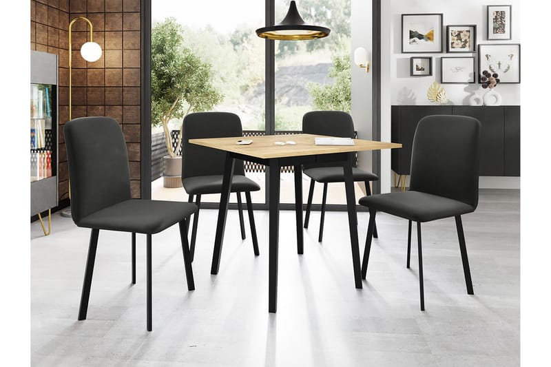 Narberth Litet Utdragbart Kvadratiskt Matbord 85 cm med Trä- och Ekutseende - Svart - Möbler - Bord & matgrupper - Matbord & köksbord