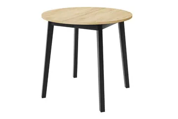 Narberth Litet Utdragbart Runt Matbord 90 cm med Trä- och Ekutseende - Svart - Möbler - Bord & matgrupper - Matbord & köksbord