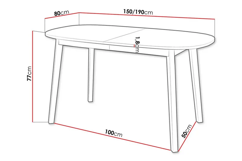 Narberth Utdragbart Ovalt Matbord 150 cm med Trä- och Ekutseende - Svart - Möbler - Bord & matgrupper - Matbord & köksbord