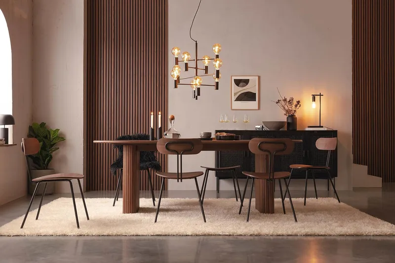 Noira Ovalt Matbord Valnöt 220 cm Ribbad - Mörkbrunt / Brunt Trä - Möbler - Bord & matgrupper - Matbord & köksbord