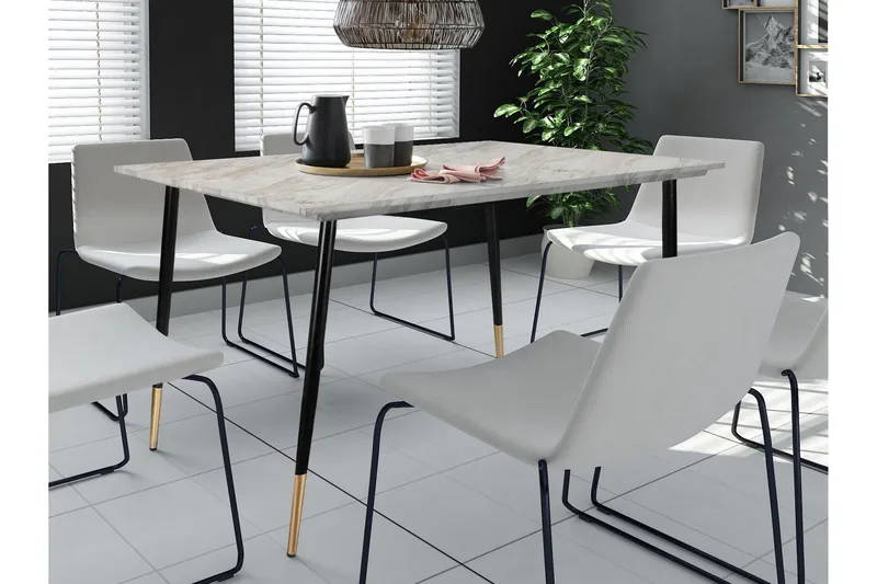 Oktoos Matbord 120 cm - Grå/Vit/Svart/Guld - Möbler - Bord & matgrupper - Matbord & köksbord