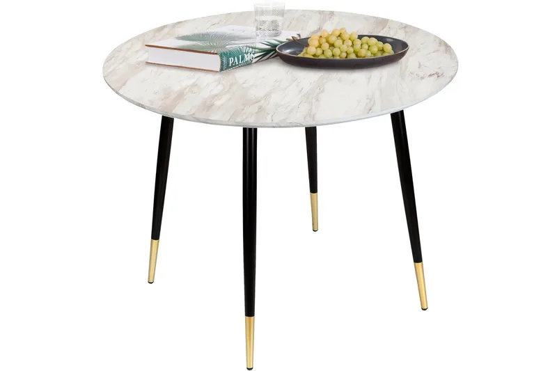 Oktoos Matbord Runt 100 cm - Grå/Vit/Svart/Guld - Möbler - Bord & matgrupper - Matbord & köksbord