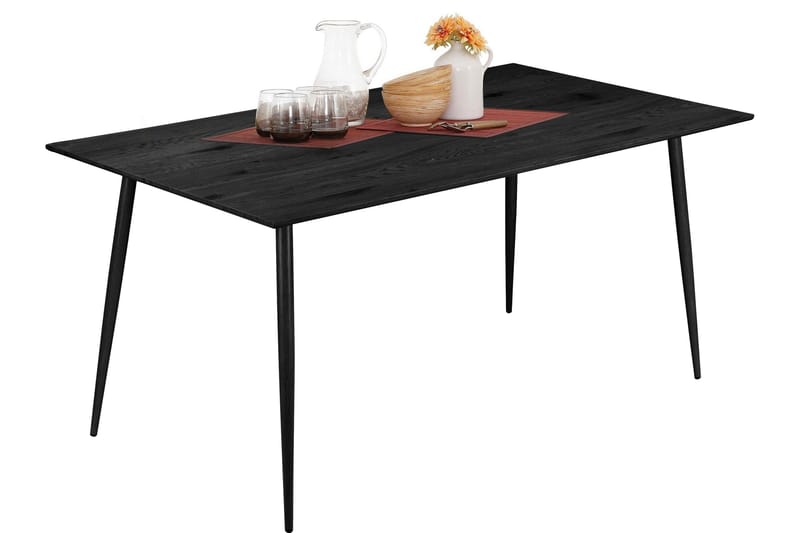Oktoos Rektangulärt Matbord 160 cm med Trä- och Valnötsutseende - Svart - Möbler - Bord & matgrupper - Matbord & köksbord