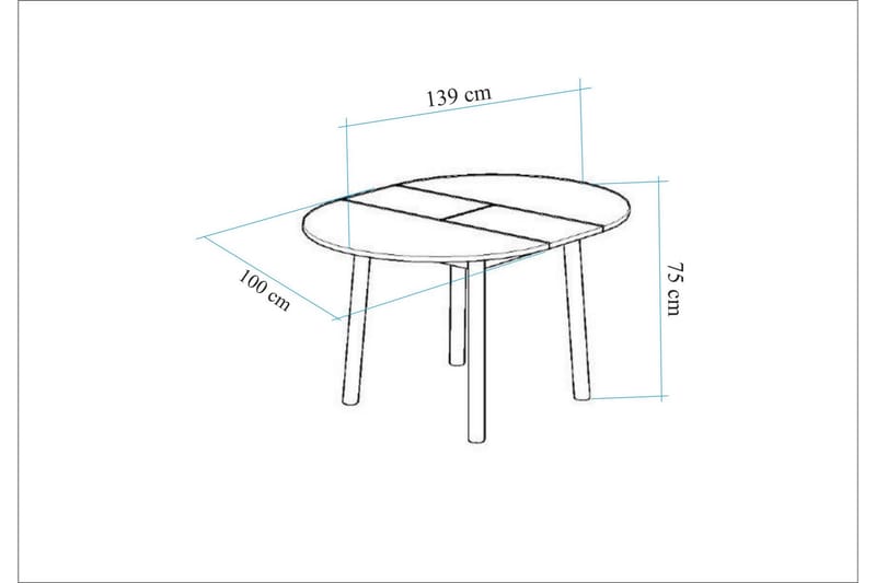Oliver Matbord 100 cm - Ek/Vit - Matbord & köksbord