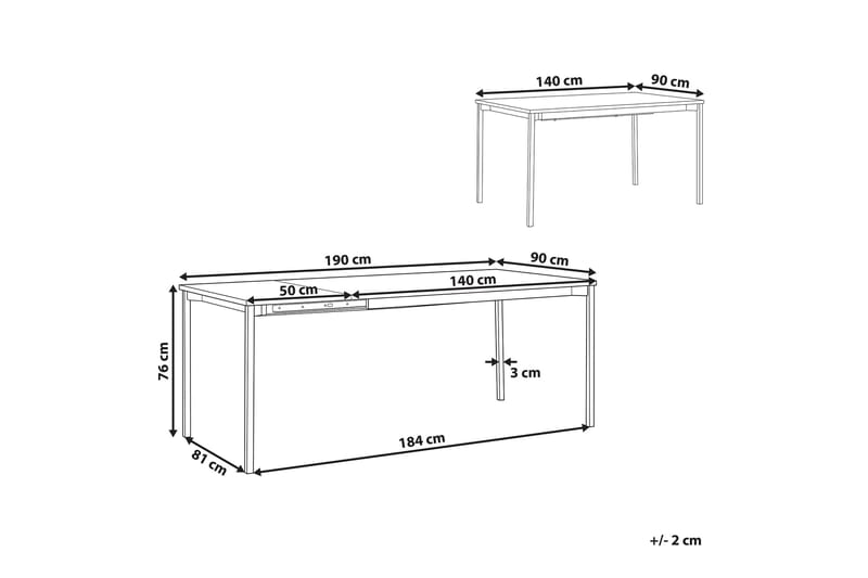 Ozein Matbord 190 cm Förlängningsbart - Svart - Matbord & köksbord - Klaffbord & Hopfällbart bord