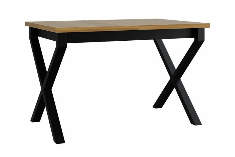 Patrickswell Utdragbart Rektangulärt Matbord 140–180 cm med Trä- och Ekutseende, X-ben, Svart|Brun
