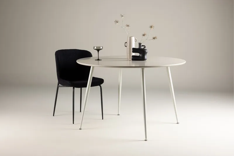 Plaza Runt Matbord 120 cm med Metallutseende - Beige - Möbler - Bord & matgrupper - Matbord & köksbord
