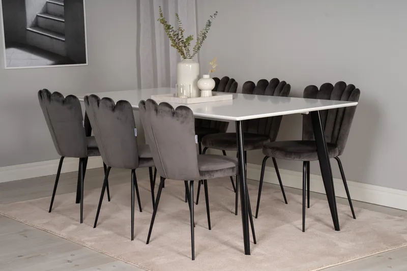 Polar Rektangulärt Matbord 180 cm i Trä med Metallutseende - Vit - Möbler - Bord & matgrupper - Matbord & köksbord