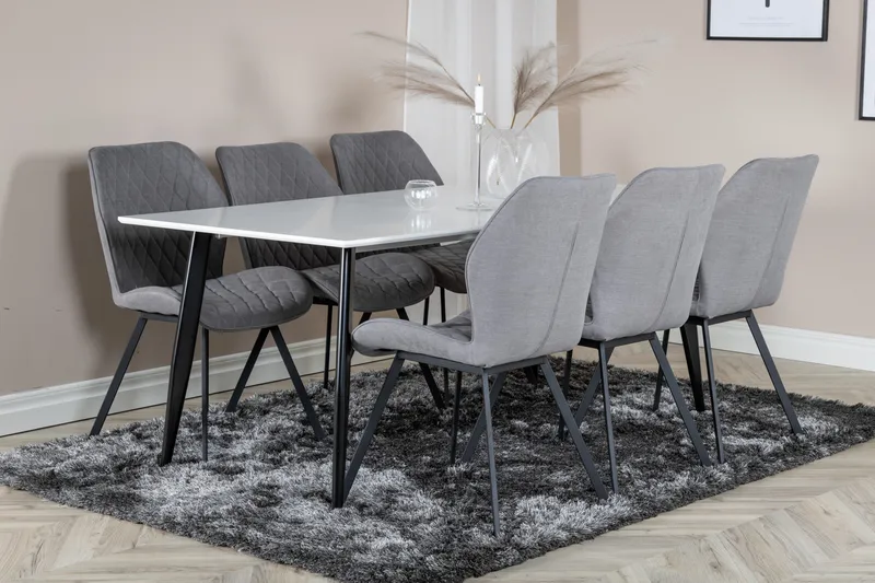 Polar Rektangulärt Matbord 180 cm i Trä med Metallutseende - Vit - Möbler - Bord & matgrupper - Matbord & köksbord