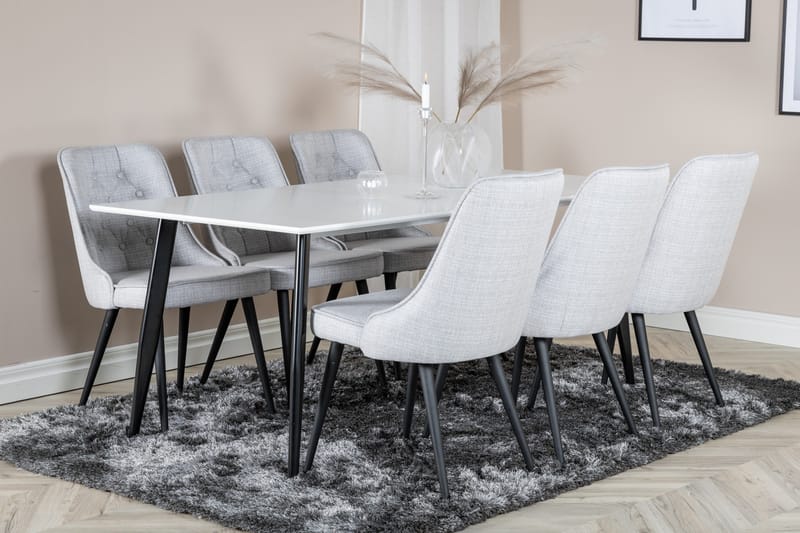 Polar Rektangulärt Matbord 180 cm i Trä med Metallutseende - Vit - Möbler - Bord & matgrupper - Matbord & köksbord