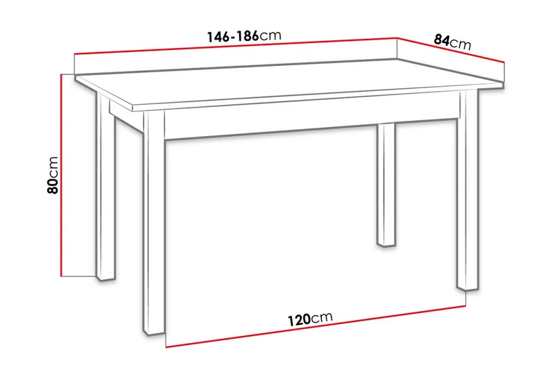 Quant Utdragbart Rektangulärt Matbord 146 cm med Trä- och Ekutseende - Svart|Brun - Möbler - Bord & matgrupper - Matbord & köksbord
