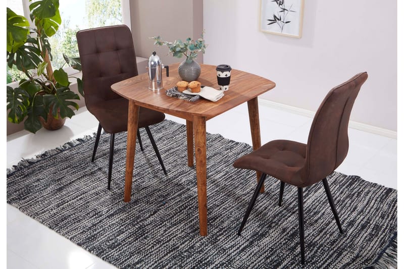 Raengel Kvadratiskt Matbord 80 cm i Trä med Valnötsutseende - Brun - Möbler - Bord & matgrupper - Matbord & köksbord
