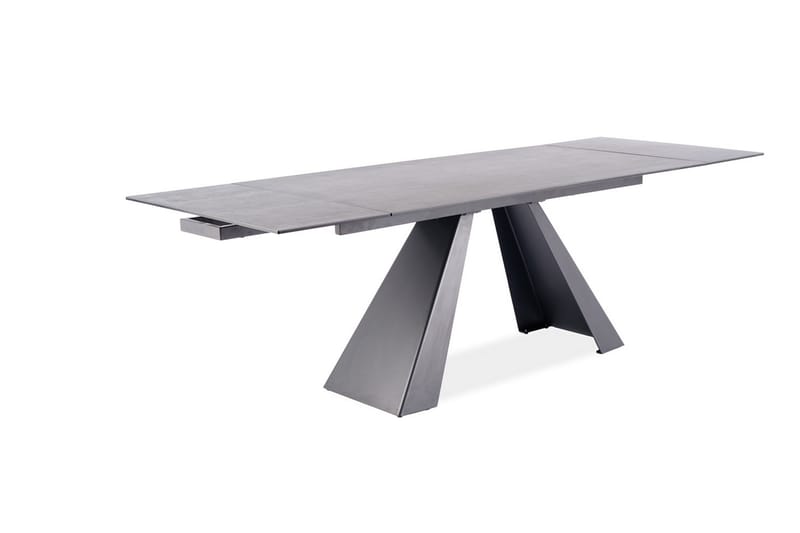Riez Förlängningsbart Matbord 160 cm Betonglook - Glas/Betonggrå/Mattsvart - Möbler - Bord & matgrupper - Matbord & köksbord