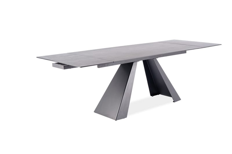 Riez Förlängningsbart Matbord 160 cm Betonglook - Glas/Betonggrå/Mattsvart - Matbord & köksbord