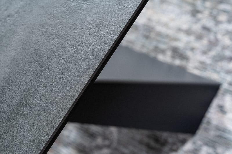 Riez Förlängningsbart Matbord 160 cm Betonglook - Glas/Betonggrå/Mattsvart - Möbler - Bord & matgrupper - Matbord & köksbord