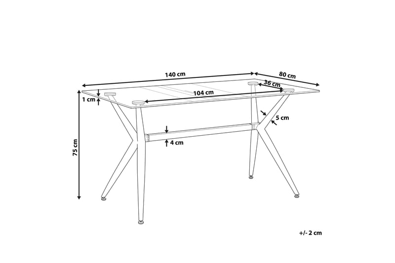 Rifaina Matbord 140 cm - Glas/Svart - Matbord & köksbord