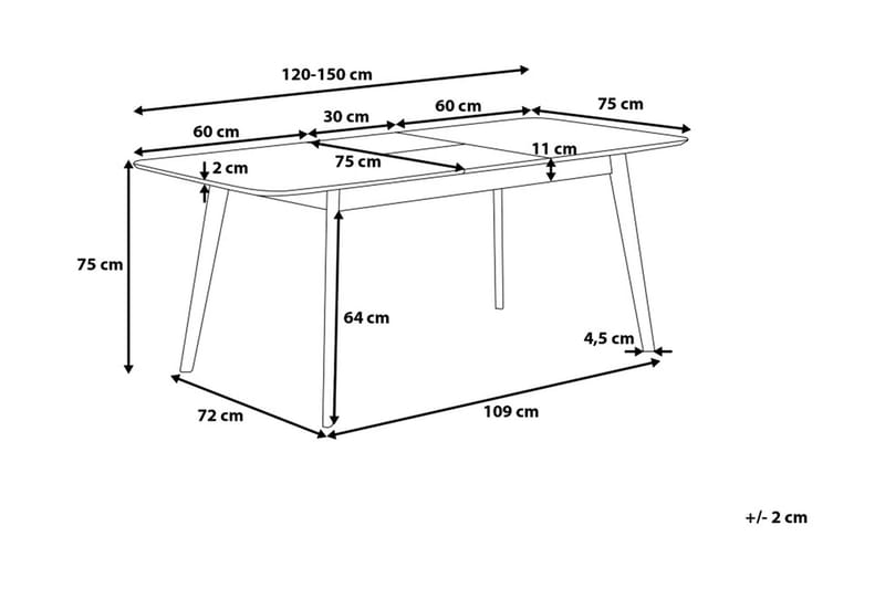 Rolman Matbord Förlängningsbart 120-150x75 cm - Trä/Natur - Matbord & köksbord - Klaffbord & Hopfällbart bord