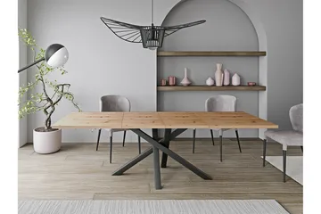 Rosehall Utdragbart Rektangulärt Matbord 160 cm med Ek- och Metallutseende - Svart - Möbler - Bord & matgrupper - Matbord & köksbord