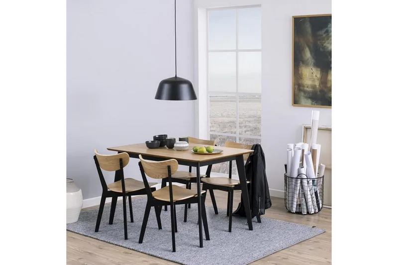 Roxby Rektangulärt Matbord 120x80 cm i Trä med Metallben - Svart|Brun - Möbler - Bord & matgrupper - Matbord & köksbord