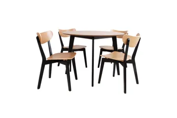 Roxby Runt Matbord 105 cm med Trä- och Ekutseende - Svart|Brun - Möbler - Bord & matgrupper - Matbord & köksbord