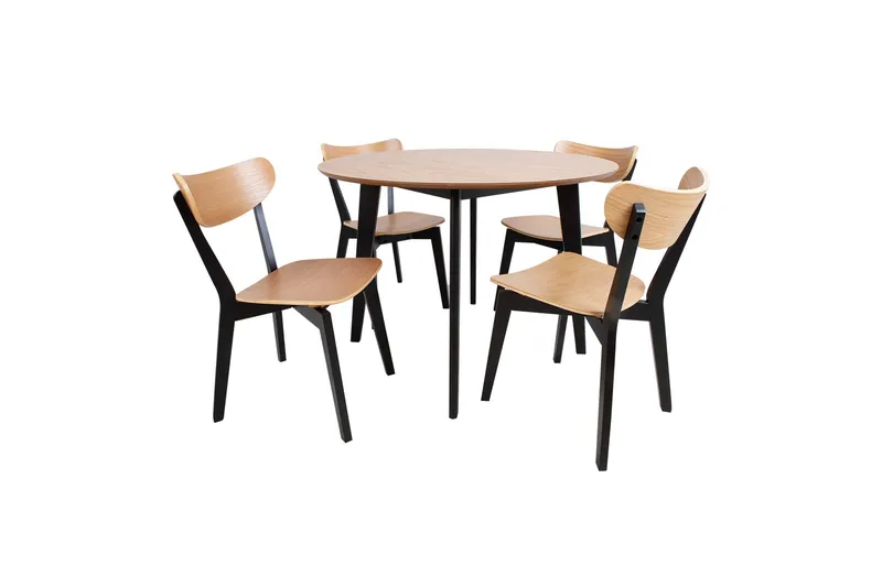 Roxby Runt Matbord 105 cm med Trä- och Ekutseende - Svart|Brun - Möbler - Bord & matgrupper - Matbord & köksbord