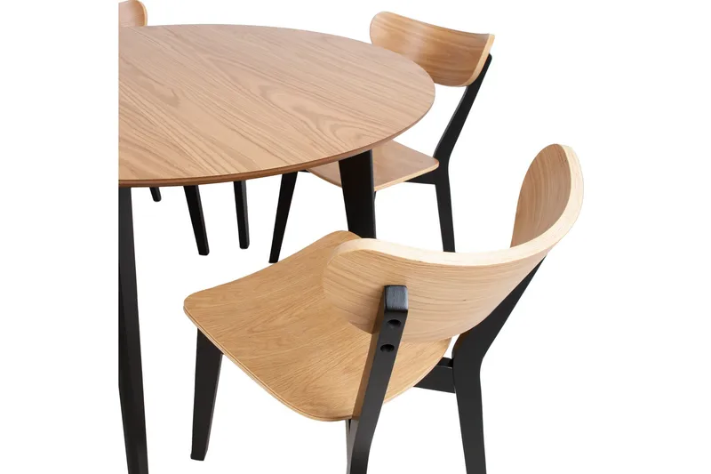 Roxby Runt Matbord 105 cm med Trä- och Ekutseende - Svart|Brun - Möbler - Bord & matgrupper - Matbord & köksbord