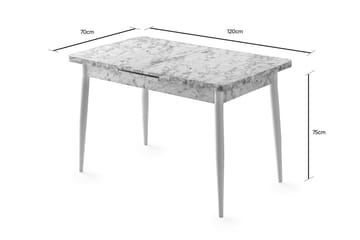 Saidie Utdragbart Rektangulärt Matbord 120 cm i Trä med Marmorutseende - Vit - Möbler - Bord & matgrupper - Matbord & köksbord