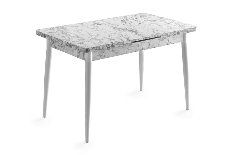 Saidie Utdragbart Rektangulärt Matbord 120 cm i Trä med Marmorutseende, Vit
