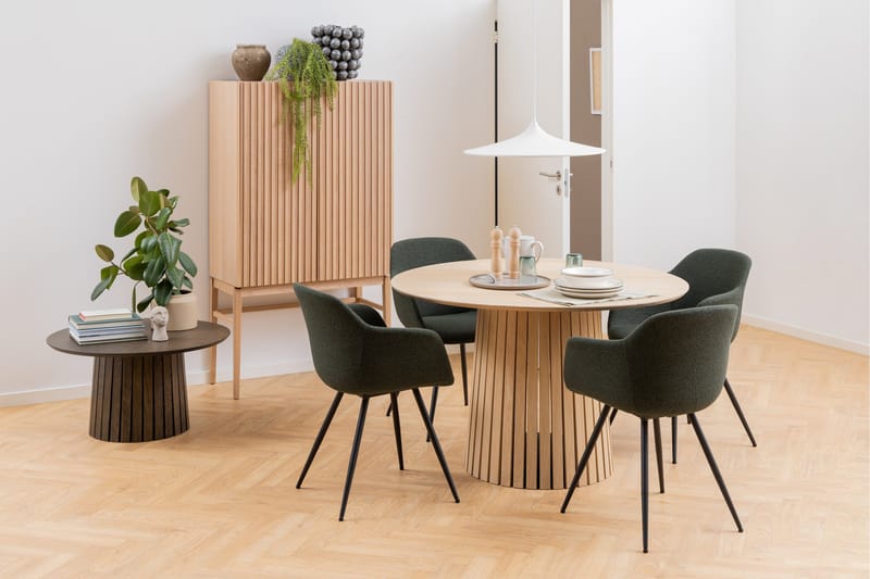 Saku Runt Matbord 120 cm med Trä- och Ekutseende - Vit - Möbler - Bord & matgrupper - Matbord & köksbord