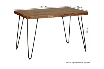 Samhita Rektangulärt Matbord 120 cm i Trä med Metallben - Brun - Möbler - Bord & matgrupper - Matbord & köksbord