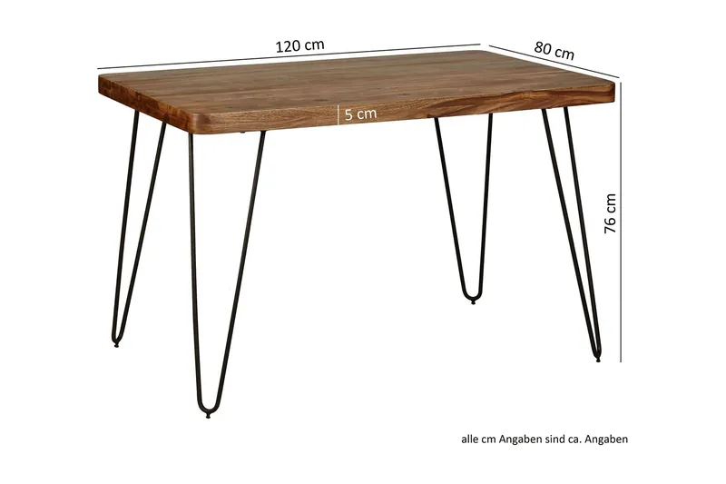 Samhita Rektangulärt Matbord 120 cm i Trä med Metallben - Brun - Möbler - Bord & matgrupper - Matbord & köksbord