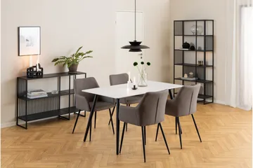 Sanjoan Rektangulärt Matbord 140 cm med Keramikskiva, Marmor- och Metallutseende - Vit - Möbler - Bord & matgrupper - Matbord & köksbord