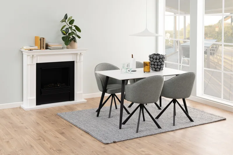 Sanjoan Rektangulärt Matbord 140 cm med Keramikskiva, Marmor- och Metallutseende - Vit - Möbler - Bord & matgrupper - Matbord & köksbord