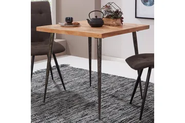 Synia Litet Kvadratiskt Matbord 80 cm i Massivt Trä med Ek- och Metallutseende - Beige - Möbler - Bord & matgrupper - Matbord & köksbord