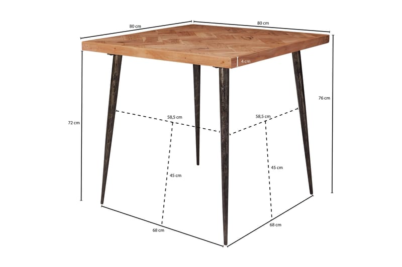 Synia Litet Kvadratiskt Matbord 80 cm i Massivt Trä med Ek- och Metallutseende - Beige - Möbler - Bord & matgrupper - Matbord & köksbord
