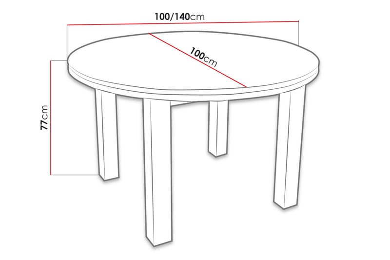 Tabell Förlängningsbart matbord 100 cm - Vit - Matbord & köksbord