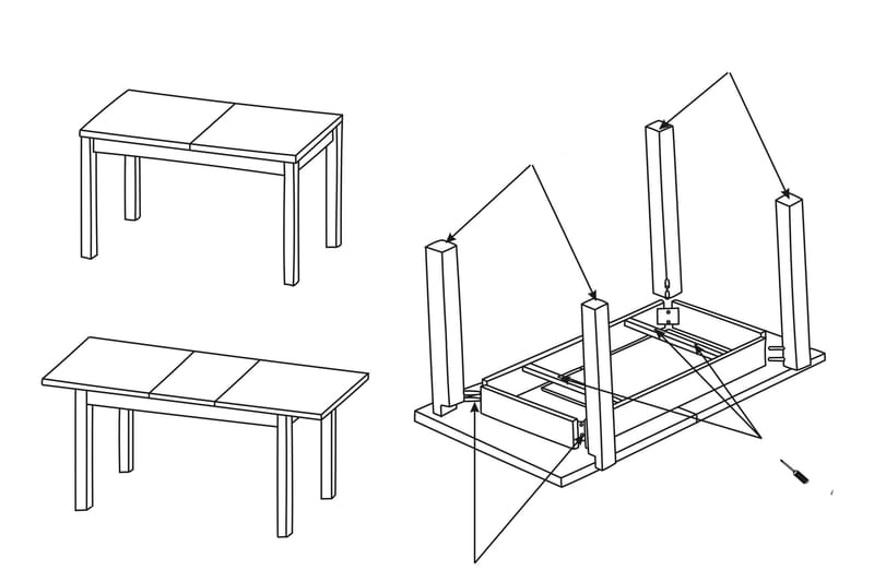 Tabell Förlängningsbart matbord 150 cm - Vit - Matbord & köksbord