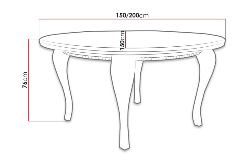 Tabell Förlängningsbart matbord 150 cm - Vit - Matbord & köksbord