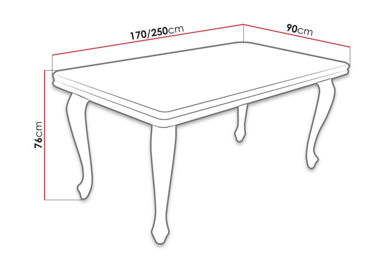 Tabell Utdragbart Rektangulärt Matbord 170x90 cm - Vit - Möbler - Bord & matgrupper - Matbord & köksbord
