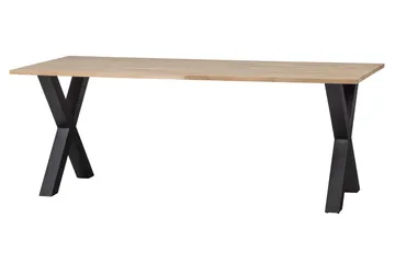 Tablo Matbord X-Formade Ben 220 cm Obehandlat - Ek/Svart - Möbler - Bord & matgrupper - Matbord & köksbord